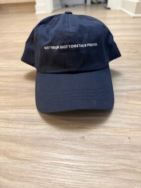 White Lotus Navy Embroidered Cap - 'Get Your Shit Together Portia’